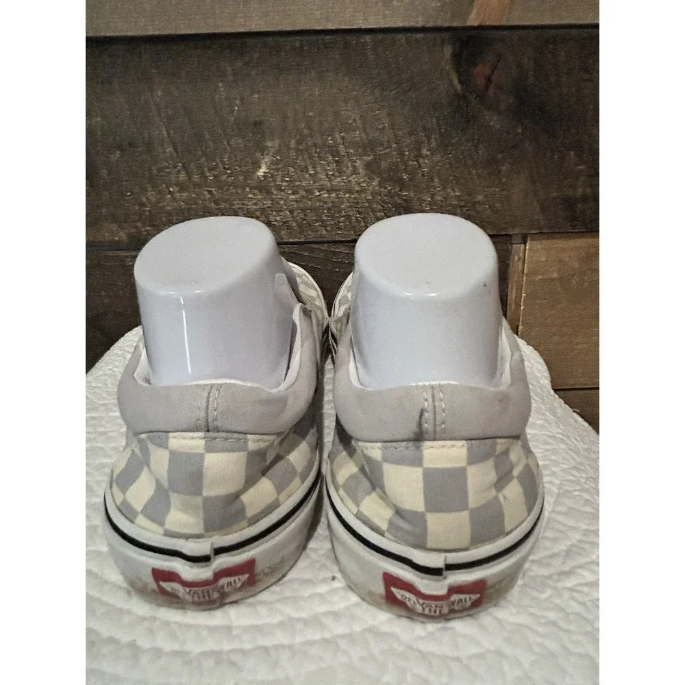 Van's Off Wall Checkered‎ Light Gray/white slip on shoes Mens 7.5 Women's Size 9